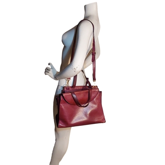 KATE SPADE SATURDAY WEEKENDER MERLOT WINE LARGE SATCHEL CONVERTIBLE BAG - Picture 1 of 8